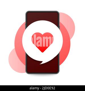 Flat like smartphone for marketing design. Icon for mobile app design. Smartphone mockup. Mobile internet, social media. Stock Vector