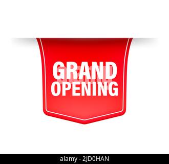 Grand opening red ribbon in 3D style on white background. Vector illustration. Stock Vector
