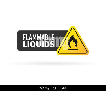 Yellow illustration of flammable liquids on white backdrop. Vector illustration. Fire flame Stock Vector