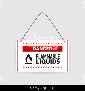 Yellow illustration of flammable liquids on white backdrop. Vector illustration. Fire flame Stock Vector