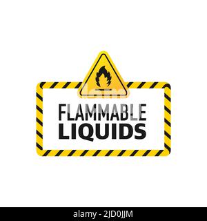 Yellow illustration of flammable liquids on white backdrop. Vector illustration. Fire flame Stock Vector