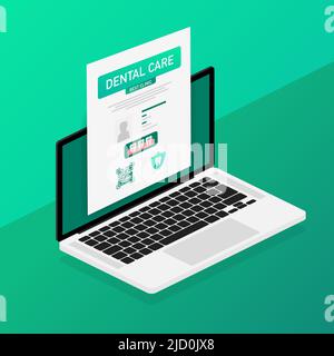 Dental care concept. Isometric icon. Vector design. Medical insurance card icon Stock Vector