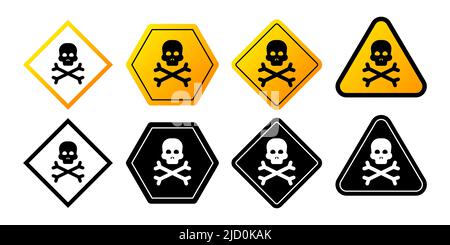 Flat warning different style sign set. Flat illustration. Symbol, logo illustration. Isolated vector. Vector icon Stock Vector