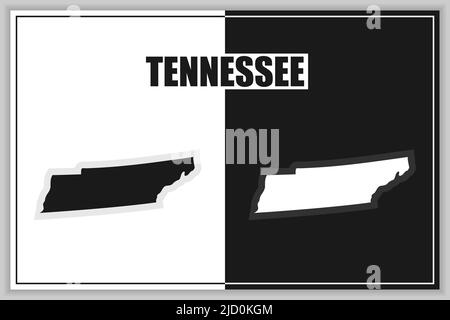 Flat style map of State of Tennessee, USA. Tennessee outline. Vector illustration Stock Vector