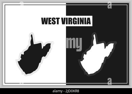 Flat style map of State of West Virginia, USA. West Virginia outline. Vector illustration Stock Vector