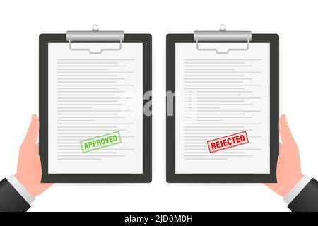 Two tablet with yes or no signs on a blue background. Vector illustration Stock Vector