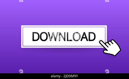 Flat button download on white background. Banner vector. Arrow icon. Online video Stock Vector