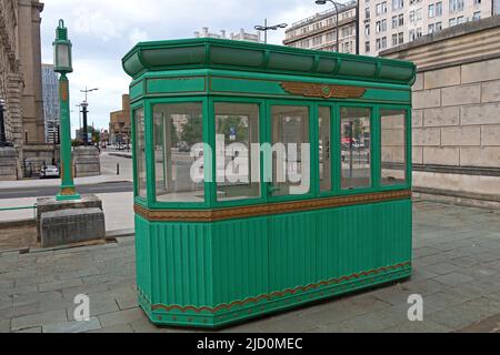 Historic Mersey Tunnel toll booth, as would be used for collecting charges, Pier Head Liverpool, Merseyside, England, UK, L3 1HN Stock Photo