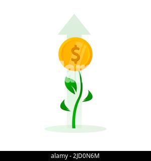 Finance growth vector. Flat green icon. Business financial investment. Economy vector design Stock Vector