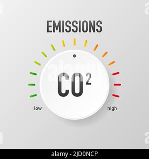 Co 2 emissions in flat style on green background. Simple vector illustration. Vector flat illustration Stock Vector