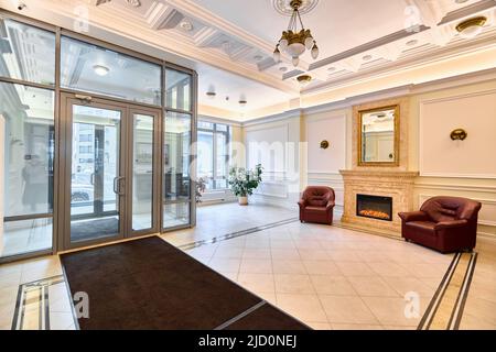 Photograph of lobby in a residential complex  Stock Photo