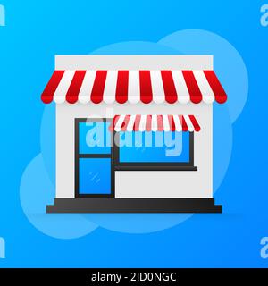 Shop building in flat style. Social media concept. Online store. Web banner Stock Vector
