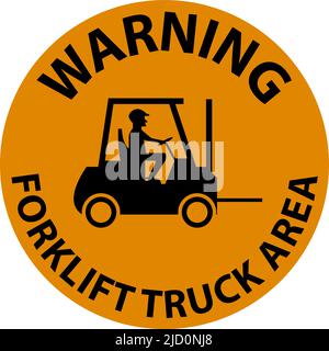 Forklift Truck Area Hazard Warning Sign Stock Vector
