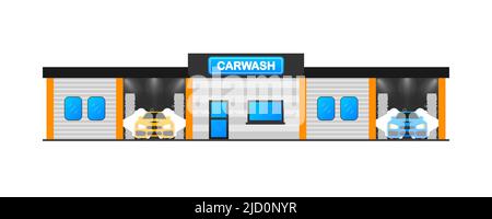 Abstract infographic with carwash flat illustration. High pressure washer. Vector banner Stock Vector