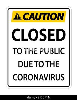 Caution Closed to public sign on white background Stock Vector