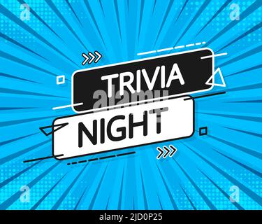 Trivia night banner in 3D style on blue background. Vector illustration Stock Vector