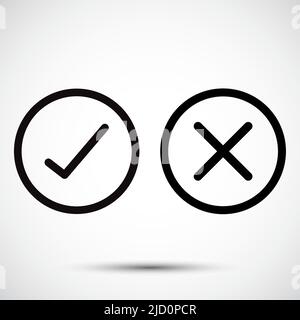 Check Mark / Check,Or Approve & Deny Line art Icon on White Background Stock Vector