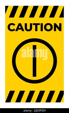 Caution On Off Push-Button Symbol Sign On White Background Stock Vector