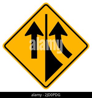 Warning road sign merging from the right Stock Vector