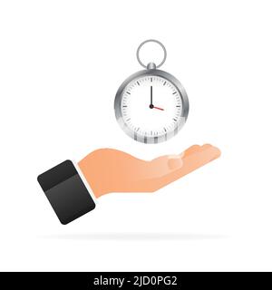 Flat style illustration with timer in hand for concept design. Vector illustration design Stock Vector