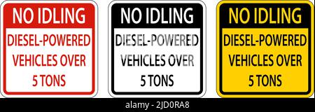 No Idling Diesel Vehicles Sign On White Background Stock Vector