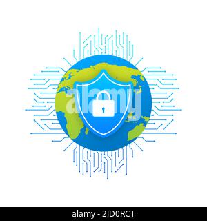 Abstract banner. Cyber security in 3d style. Communication technology. Database system Stock Vector