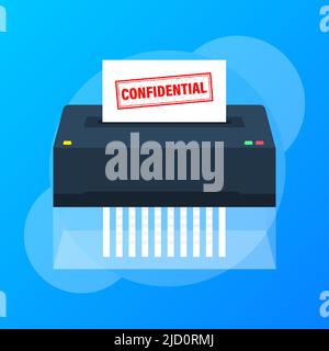 Confidential on document icon with shredder. Padlock icon. Vintage confidential, great design for any purposes Stock Vector