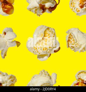 seamless pattern - popcorn. popcorn on a yellow background, pattern Stock Photo