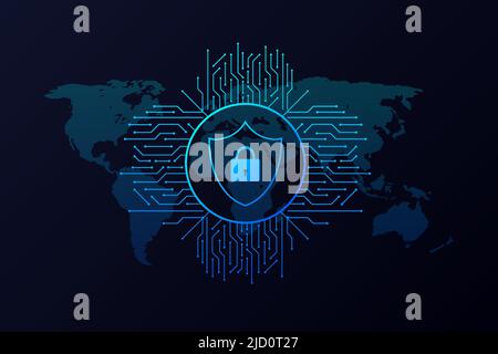 Abstract banner. Cyber security in 3d style. Communication technology. Database system Stock Vector