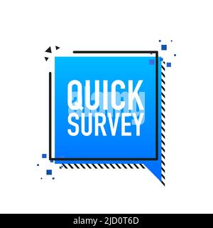 Quick survey flat blue banner. Vector illustration Stock Vector