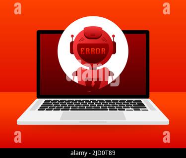 Error chatbot glyph icon. Silhouette symbol. Talkbot with error in speech bubble. Error bot. Artificial intelligence Stock Vector
