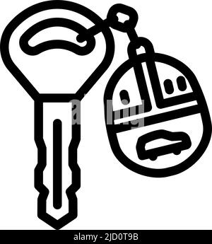 car key with fob line icon vector. car key with fob sign. isolated ...