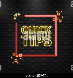 Quick tips megaphone yellow banner in 3D style on white background. Vector illustration. Stock Vector