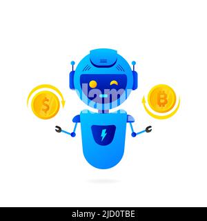 Flat bot banner. Financial investment trade. Artificial intelligence. Mobile stock trading concept Stock Vector
