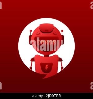 Error chatbot glyph icon. Silhouette symbol. Talkbot with error in speech bubble. Error bot. Artificial intelligence Stock Vector