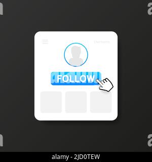 Flat template with follow page. Social media flat icon. Vector logo. Vector template. Social media post Stock Vector
