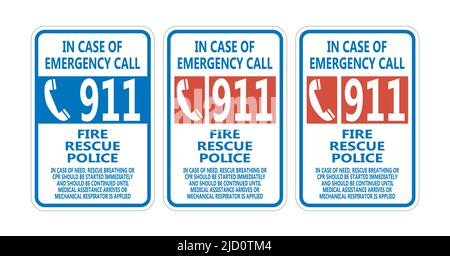911 Fire Rescue Police Symbol Sign Isolate On White Background,Vector Illustration EPS.10 Stock Vector