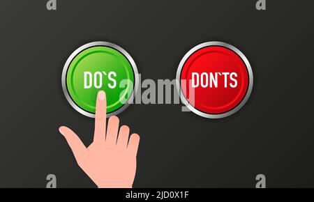 check marks ui button with dos and donts. flat simple style trend ...