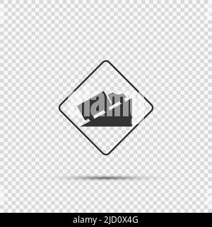 Steep Hill Ascent Signs vector on transparent background,vector illustration Stock Vector