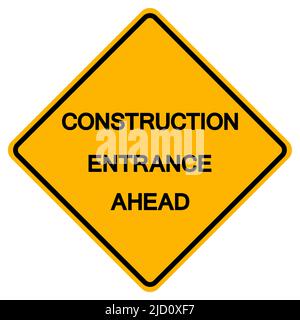 Construction Entrance Ahead Traffic Road Symbol Sign Isolate on White Background,Vector Illustration Stock Vector