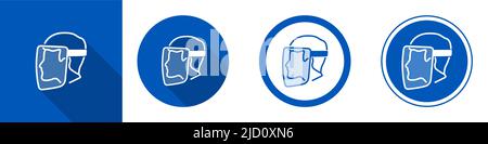Symbol Face Shield Must Be Worn sign on black background Stock Vector