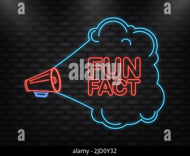 Fun fact feedback megaphone yellow banner in 3D style on white background. Vector illustration Stock Vector