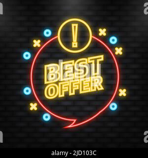 Neon Icon. Best offer sale banner vector design. Black advertising. Mega sale.Vector background. Stock Vector