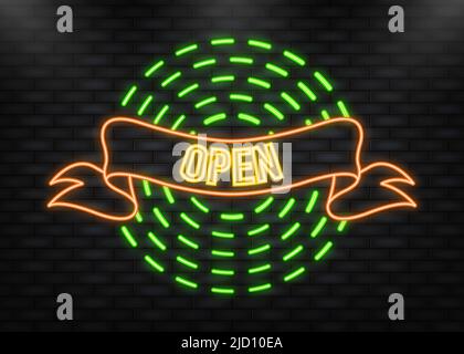 Neon ribbon banner with open ribbon vintage. Banner design. Vintage vector set. Big set. Stock Vector