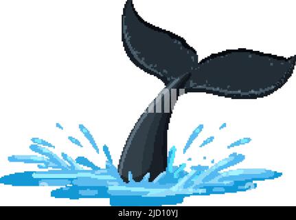 A tail of humpback whale above the water illustration Stock Vector ...