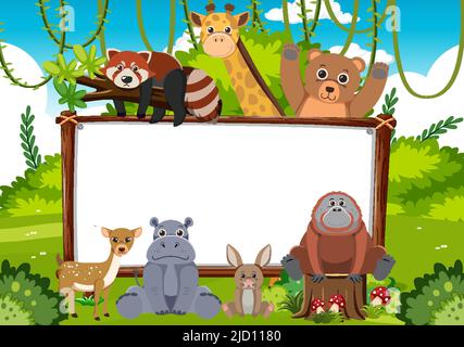 Blank board with wild animals illustration Stock Vector Image & Art - Alamy