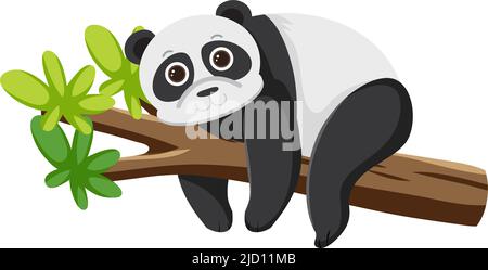 Panda bear lying on tree illustration Stock Vector