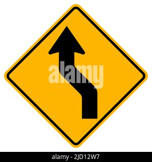 Curved Left Traffic Road Symbol Sign Isolate on White Background,Vector Illustration Stock Vector
