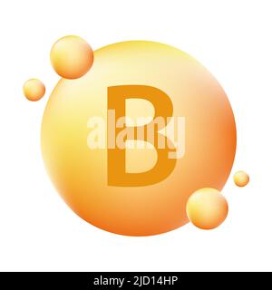 Vitamin B shining pill capcule icon vector beauty treatment nutrition skin care concept for graphic design, logo, web site, social media, mobile app, Stock Vector