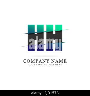 initial name HH logo design with gradient color, slice letter name HH logo inspirations Stock Vector